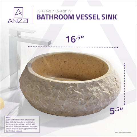 Desert Ash Vessel Sink in Classic Cream Marble