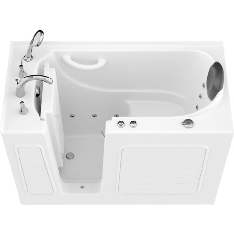 AMZ2653LWH-CP - ANZZI 53 - 60 in. x 26 in. Left Drain Whirlpool Jetted Walk-in Tub in White