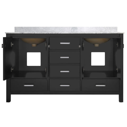 Chateau 60 in. W x 22 in. D Bathroom Vanity Set with Carrara Marble Top with White Sink
