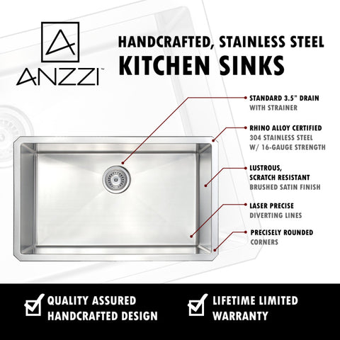 Vanguard Undermount Stainless Steel 23 in. 0-Hole Single Bowl Kitchen Sink in Brushed Satin