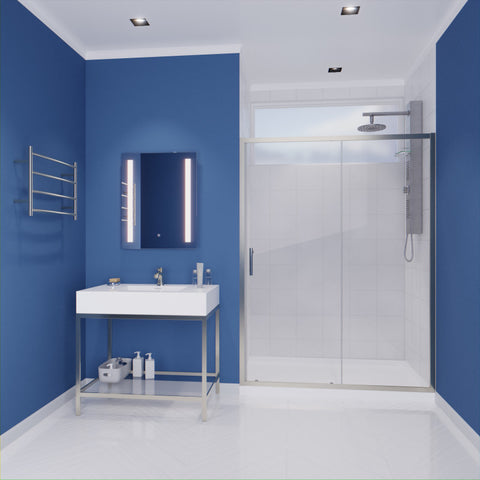 SD-AZ052-02BN - ANZZI Halberd Series 60 in. x 72 in. H Sliding Framed Shower Door in Brushed Nickel with Tsunami Guard Tempered Glass