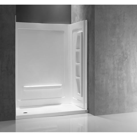 SW-AZ010WH-R - ANZZI 60 in. x 36 in. x 74 in. 3-piece DIY Friendly Alcove Shower Surround in White