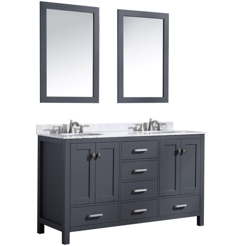 Chateau 60 in. W x 22 in. D Bathroom Vanity Set with Carrara Marble Top with White Sink