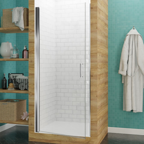 Lancer 29 in. x 72 in. Semi-Frameless Shower Door with TSUNAMI GUARD