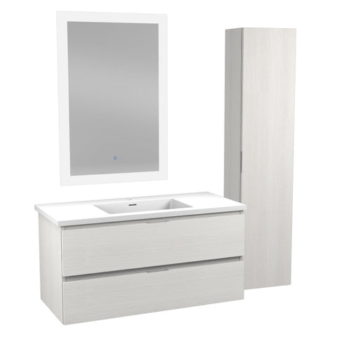 39 in. W x 20 in. H x 18 in. D Bath Vanity Set with Vanity Top in White with White Basin and Mirror