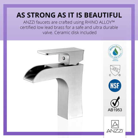 ANZZI Forza Series Single Hole Single-Handle Low-Arc Bathroom Faucet