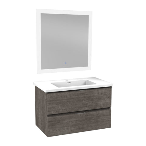 VT-MRCT30-GY - ANZZI 30 in W x 20 in H x 18 in D Bath Vanity in Rich Grey with Cultured Marble Vanity Top in White with White Basin & Mirror
