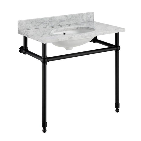 Verona 34.5 in. Console Sink with Carrara White Counter Top