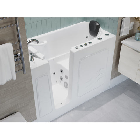 WF5326LWD - ANZZI 53 - 60 in. x 26 in. Left Drain Air and Whirlpool Jetted Walk-in Tub in White