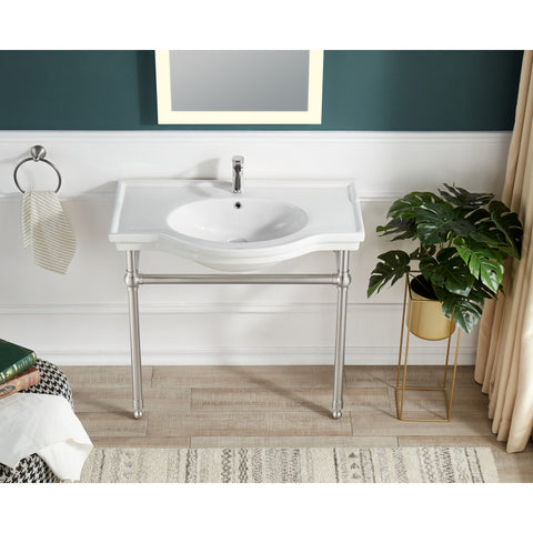 Viola 34.5 in. Console Sink with Ceramic Counter Top