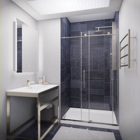 Madam Series 48 in. by 76 in. Frameless Sliding Shower Door with Handle