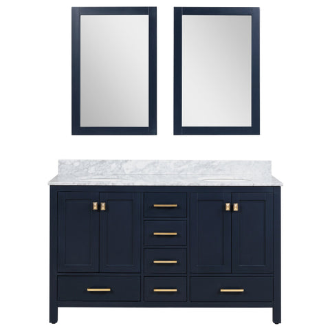Chateau 60 in. W x 22 in. D Bathroom Vanity Set with Carrara Marble Top with White Sink