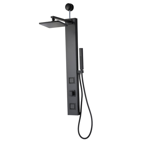 Dion Series 39 in. 2-Jetted Shower with Heavy Rain Showerhead and Spray Wand, Full Body Shower System in Matte Black