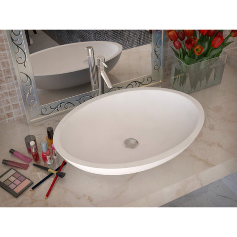 LS-AZ8242-R - ANZZI 1-Piece Solid Surface Vessel Sink with Pop Up Drain in Matte White