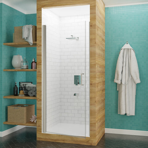 Lancer 29 in. x 72 in. Semi-Frameless Shower Door with TSUNAMI GUARD