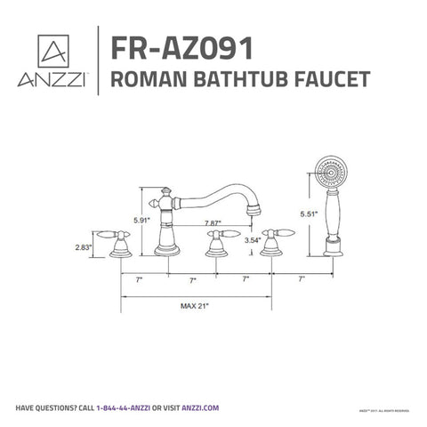 Patriarch 2-Handle Deck-Mount Roman Tub Faucet with Handheld Sprayer