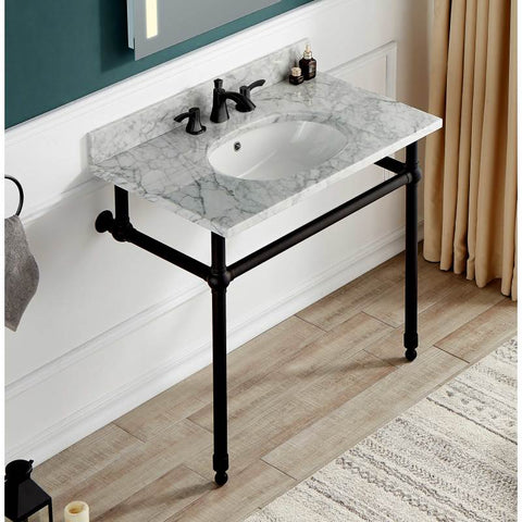 Verona 34.5 in. Console Sink with Carrara White Counter Top
