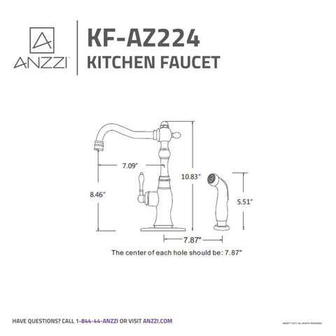 KF-AZ224ORB - Highland Single-Handle Standard Kitchen Faucet with Side Sprayer in Oil Rubbed Bronze