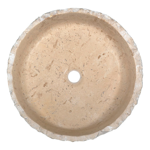 LS-AZ151 - ANZZI Desert Crown Series 17 in. L x 17 in. W Handcrafted Round Solid Surface Bathroom Vessel Sink in Cream Natural Stone