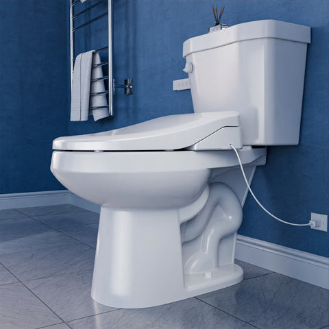 Electric Bidet Seat with Heated Seat, Warm Water, Rear and Lady Wash, Air Dryer, Self Cleaning Nozzle, and Wireless Remote