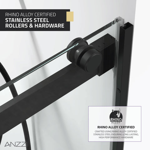 ANZZI Stellar Series 60 in. x 76 in. Frameless Sliding Shower Door with Handle
