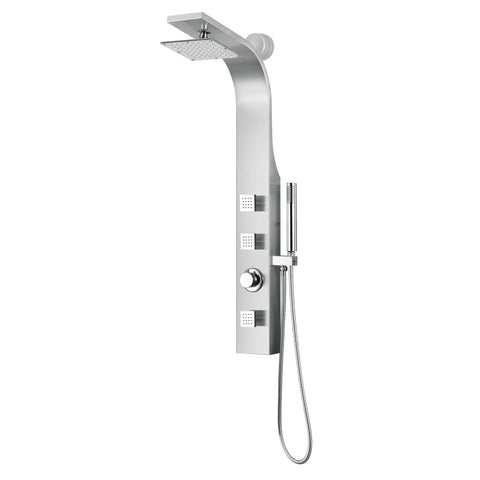 SP-AZ8106 - ANZZI Silent Series 40 in. Full Body Shower Panel with Heavy Rain Shower and Body Jets and Spray Wand in Brushed Steel