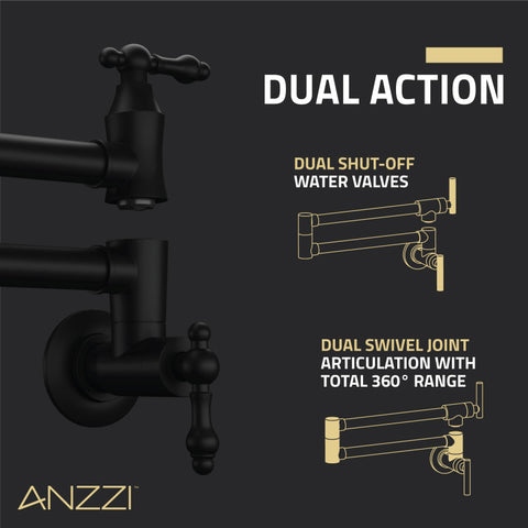 Marca 360-Degree 24" Wall Mounted Pot Filler with Dual Swivel