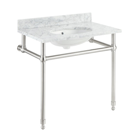 Verona 34.5 in. Console Sink with Carrara White Counter Top