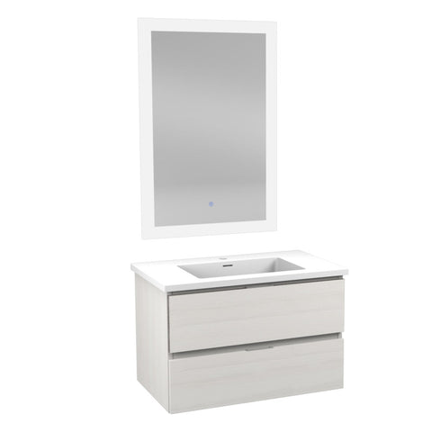30 in W x 20 in H x 18 in D Bath Vanity with Cultured Marble Vanity Top in White with White Basin & Mirror