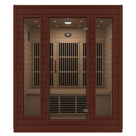 SC-SS0012-0S - SteamSpa Curacao 3-Person Carbon FAR Infrared Hemlock Wooden Indoor Home Sauna Room with LED Touch Control Panel