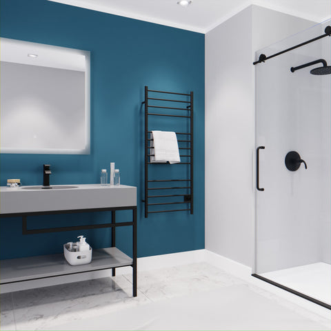 TW-WM105MB - ANZZI Elgon Series 14-Bar Wall Mounted Electric Plug-In Bathroom Towel Warmer Rack in Matte Black Finish Carbon Steel