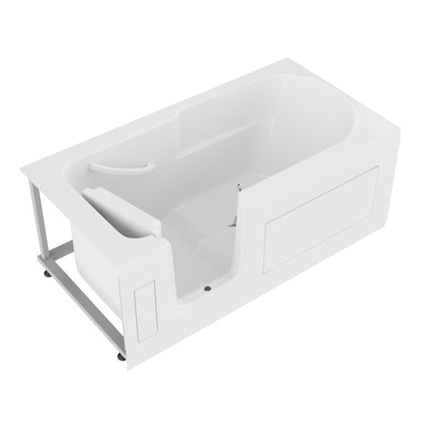 AMZ3060SILWS - ANZZI 30 in. x 60 in. Left Drain Step-In Walk-In Soaking Tub with Low Entry Threshold in White
