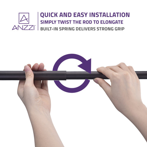 ANZZI 35-55 Inches Shower Curtain Rod with Shower Hooks