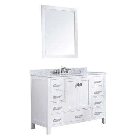 Chateau 48 in. W x 22 in. D Bathroom Bath Vanity Set with Carrara Marble Top with White Sink