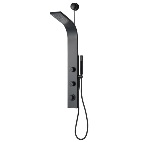 Cici Series 39 in. 2-Jetted Shower Tower with Heavy Rain Shower and Body Jets and Spray Wand in Matte black