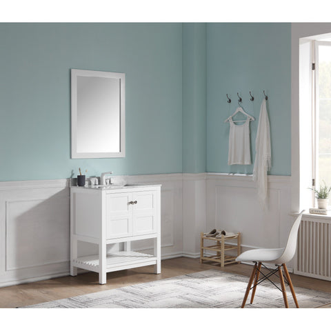 Montaigne 30 in. W x 22 in. D Bathroom Bath Vanity Set with Carrara Marble Top with White Sink