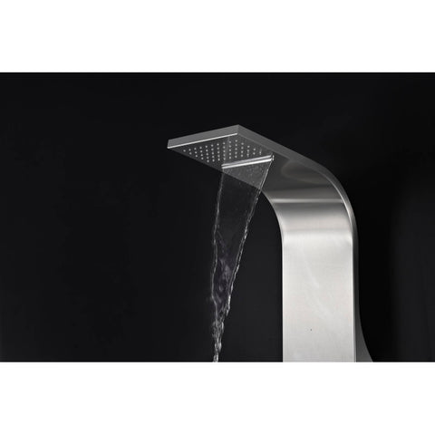 SP-AZ043 - ANZZI MESA Series 64 in. 4-Jetted Full Body Shower Panel System with Heavy Rain Shower and Spray Wand in Brushed Steel