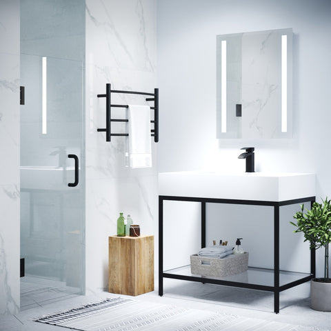 Fellow Series 30 in. by 72 in. Frameless Hinged Shower Door with Handle