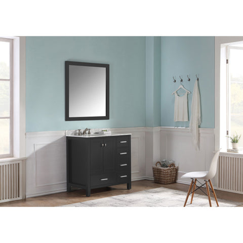Chateau 36 in. W x 22 in. D Bathroom Bath Vanity Set with Carrara Marble Top with White Sink