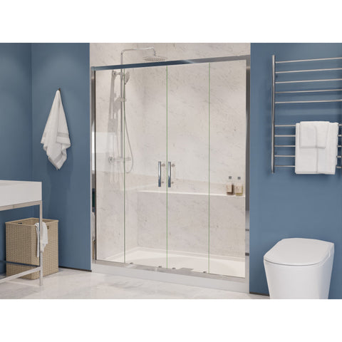 SD-AZ15-01CH - ANZZI Romance Series 60 in. x 70 in. H Sliding Framed Shower Door in Chrome with Tsunami Guard Tempered Clear Glass and Handle