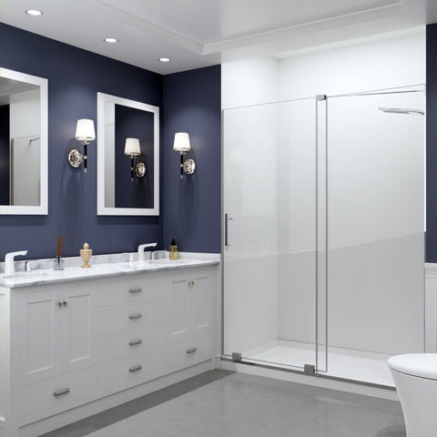 SD-AZ055-01CH - ANZZI Longboat Series 60 in. x 76 in. H Sliding Semi-Frameless Shower Door in Polished Chrome with Tsunami Guard Clear Glass