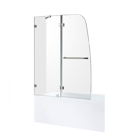 Anzzi 5 ft. Acrylic Rectangle Tub With 48 in. by 58 in. Frameless Hinged Tub Door