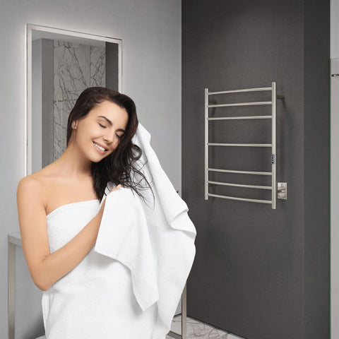 TW-AZ027BN - ANZZI Gown Series 7-Bar Wall Mounted Electric Bathroom Towel Warmer Rack in Brushed Nickel Finish Stainless Steel