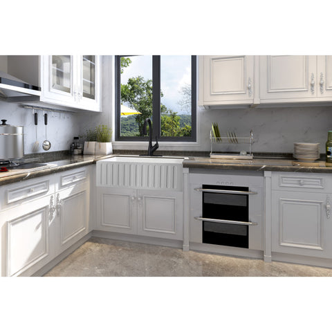Roine Farmhouse Reversible Apron Front Solid Surface 36 in. Single Basin Kitchen Sink