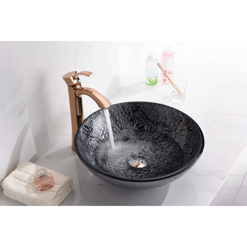 LS-AZ207 - ANZZI Arc Series 17 in. Bathroom Vessel Sink with Scratch-Tough and Stain-Resistant Non-Porous Surface in Gray Glass