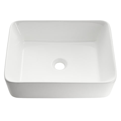 Modena Series 5.4 in. Ceramic Rectangular Vessel Bathroom Sink Basin in White