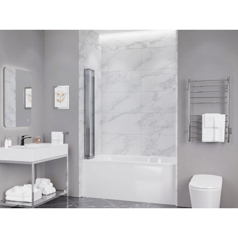 SD-AZ16-01CH - ANZZI Accordion Style 33 in. x 56 in. H Sliding Framed Shower Door in Chrome with Tsunami Guard Tempered Clear Glass
