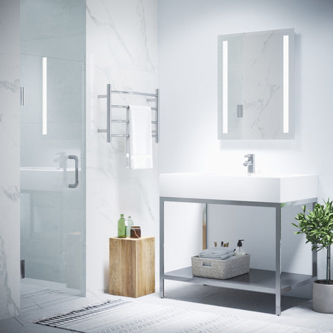 Fellow Series 30 in. by 72 in. Frameless Hinged Shower Door with Handle
