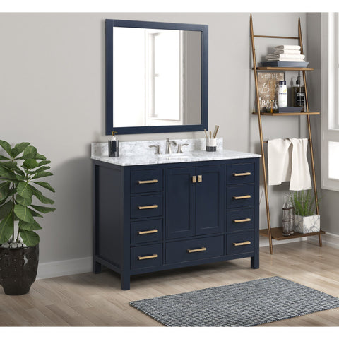 Chateau 48 in. W x 22 in. D Bathroom Bath Vanity Set with Carrara Marble Top with White Sink