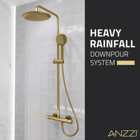 ANZZI Heavy Rainfall Stainless Steel Shower Bar with Hand Sprayer